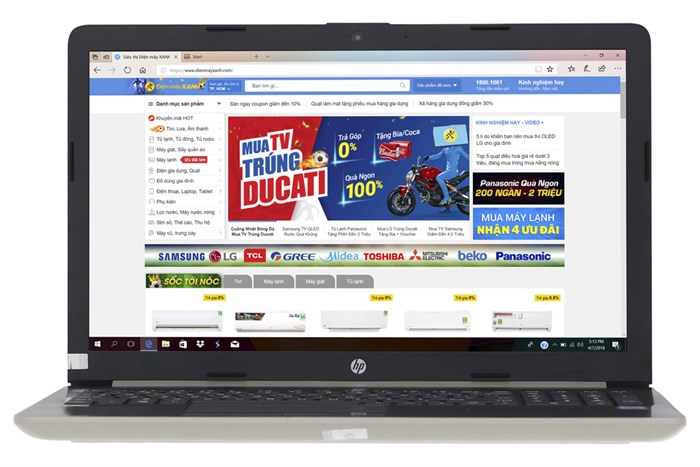 Laptop HP 15 da0054TU i3 7020U/4GB/500GB/Win10 (4ME68PA) Màu Vàng đồng