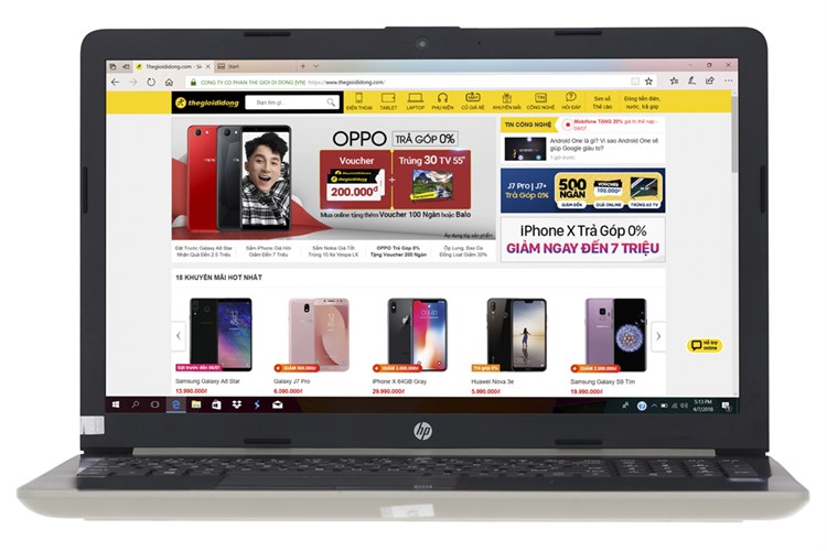 Laptop HP 15 da0054TU i3 7020U/4GB/500GB/Win10 (4ME68PA) Màu Vàng đồng