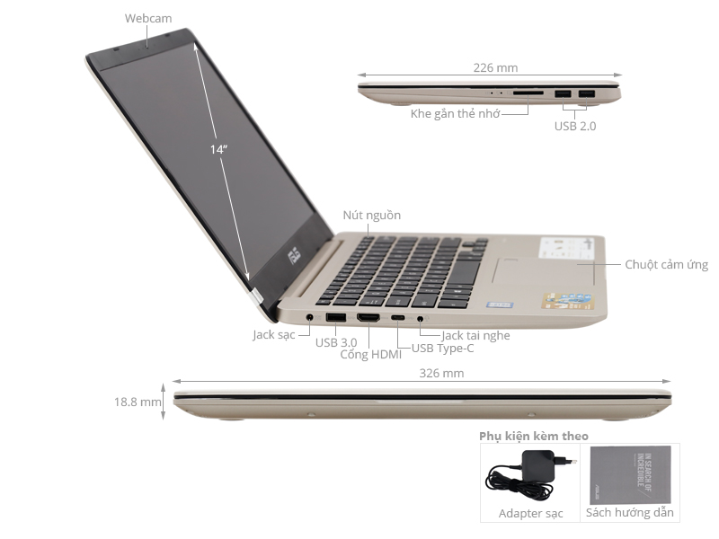 Asus VivoBook A411UA i3 8130U/4GB/1TB/Win10/(EB688T)