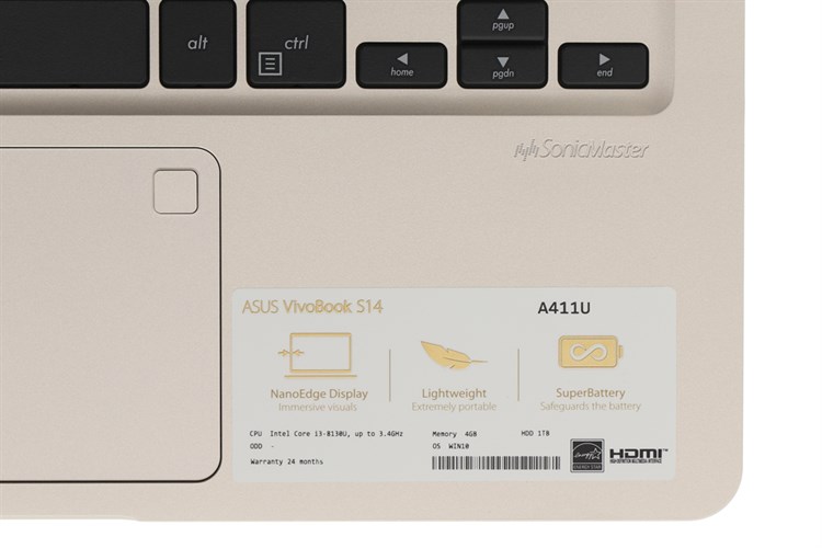 Laptop Asus VivoBook A411UA i3 8130U/4GB/1TB/Win10/(EB688T) Màu Vàng đồng