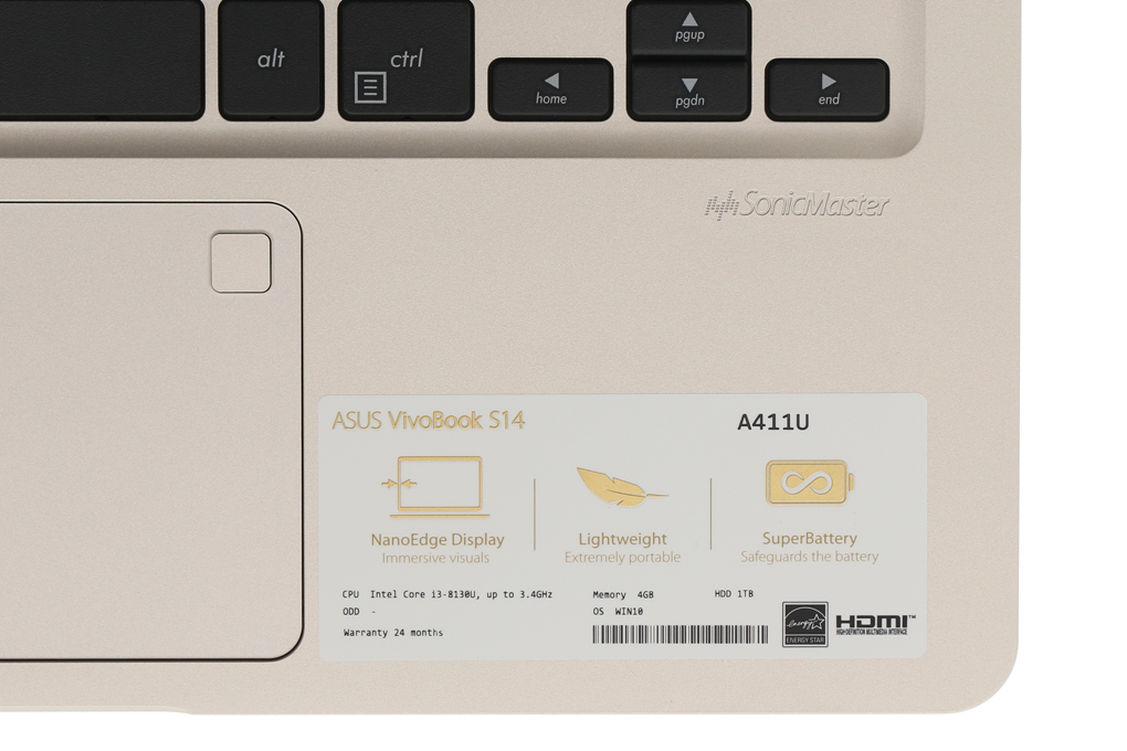 Laptop Asus VivoBook A411UA i3 8130U/4GB/1TB/Win10/(EB688T) Màu Vàng đồng