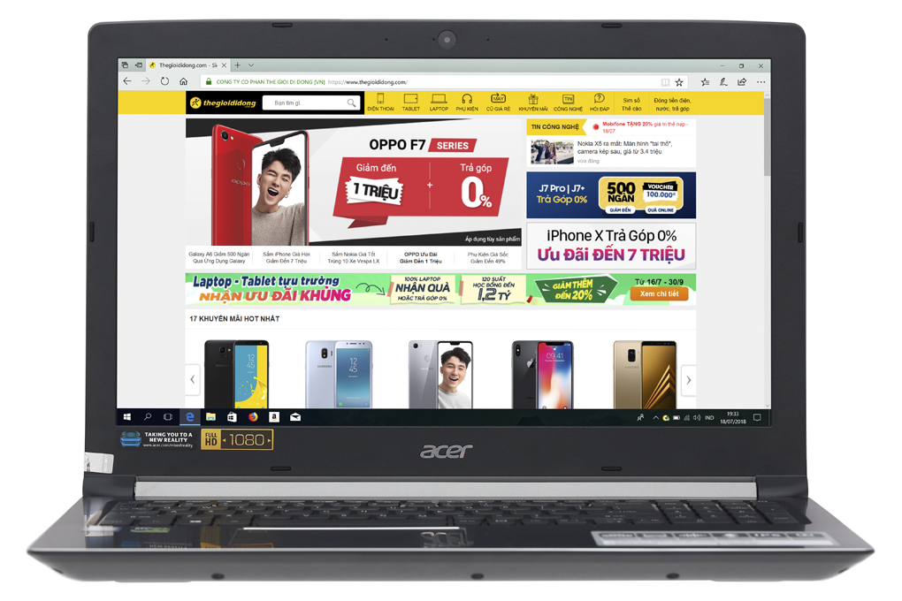 Laptop Acer Aspire A715 72G 54PC i5 8300H/8GB/1TB/4GB GTX1050/Win10 (GXBSV.003) Màu Đen
