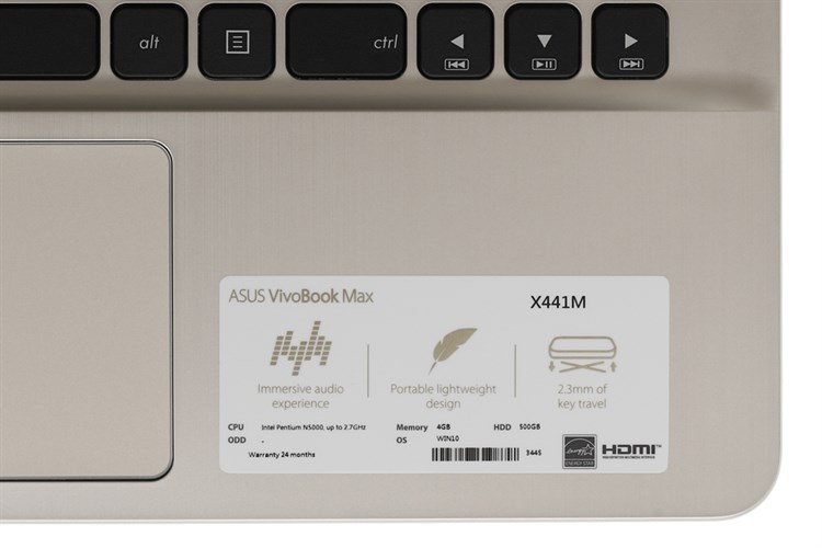 Laptop Asus VivoBook X441MA N5000/4GB/500GB/Win10/(GA004T) Màu Đen