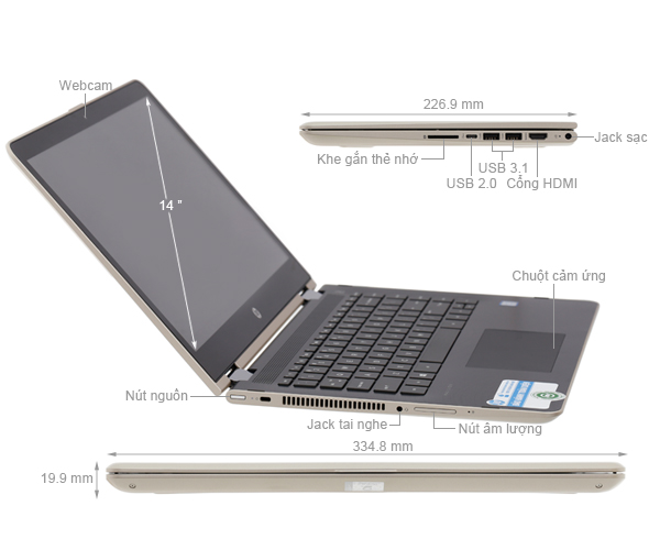 HP Pavilion x360 ba080TU i3 7100U/4GB/1TB/Win10/(3MR79PA)