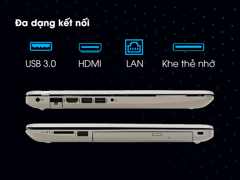 Đa dạng cổng kết nối trên HP 15 da0036TX i7 8550U