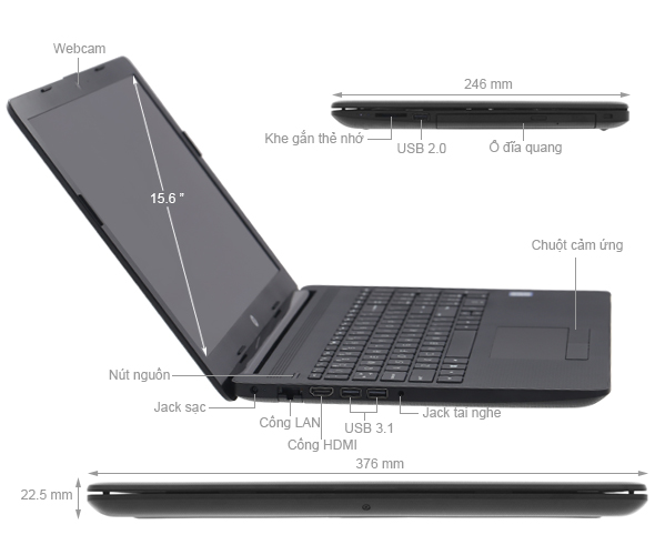 HP 15 da0055TU i3 7020U/4GB/1TB/Win10 (4NA89PA)