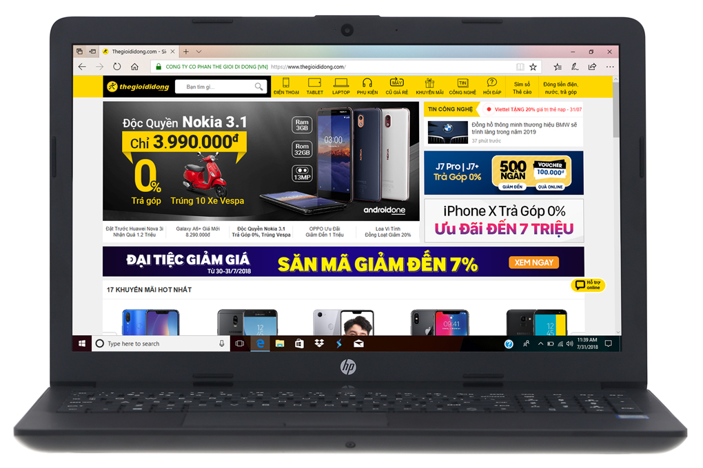 Laptop HP 15 da0055TU i3 7020U/4GB/1TB/Win10 (4NA89PA) - 3