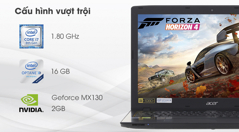 Laptop Acer Aspire E5 576G 88EP i7 8550U/4GB+16GB/1TB/2GB MX130/Win10 (NX.H2ESV.001)