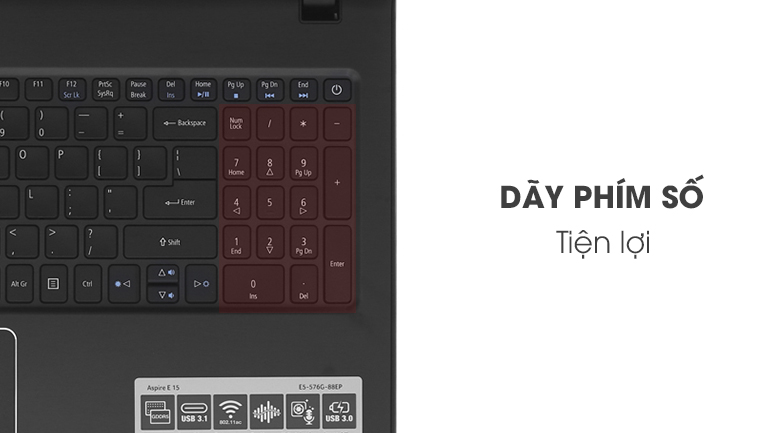 Laptop Acer Aspire E5 576G 88EP i7 8550U/4GB+16GB/1TB/2GB MX130/Win10 (NX.H2ESV.001)