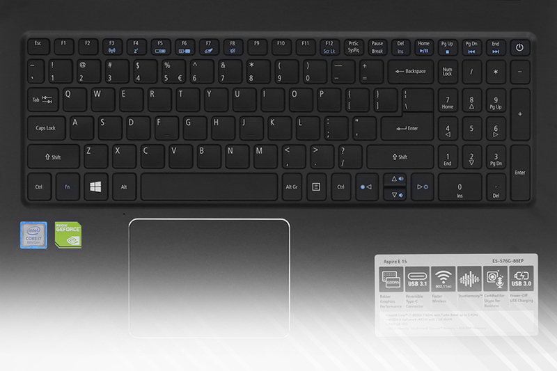 Laptop Acer Aspire E5 576G 88EP - Bàn phím dễ sử dụng | DenmayXANH