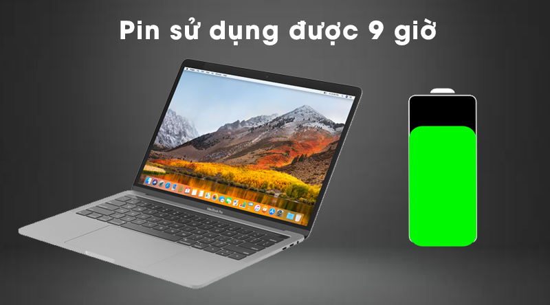 MacBook  Pro Touch có pin sử dụng được khoảng 9 tiếng