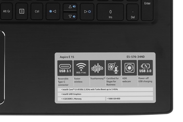 Laptop Acer Aspire E5 576 34ND i3 8130U/4GB/1TB/Win10/(NX.GRYSV.004)