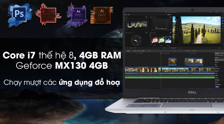 Laptop Dell Inspiron 7570 i7 8550U/8GB/1TB+128GB/4GB MX130/Win10/Office365/(782P82)