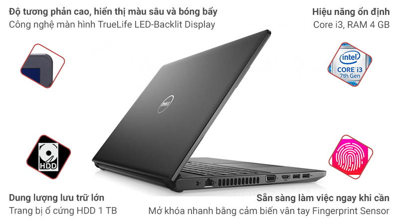 Laptop Dell Vostro 3468 i3 7020U/4GB/1TB/Win10/(70161069)