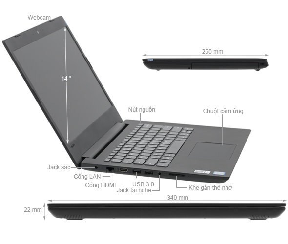 Lenovo IdeaPad 130 14IKB i3 7020U/4GB/1TB/Win10/(81H60017VN)