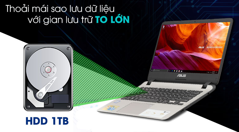 Laptop Asus VivoBook  X407UA i3 7020U/4GB/1TB/Win10 (BV351T)