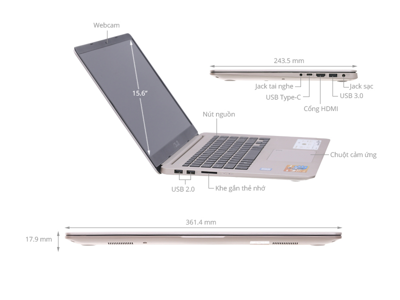 Asus VivoBook S15 S510UA i3 8130U/4GB/1TB/Win10/(BQ222T)