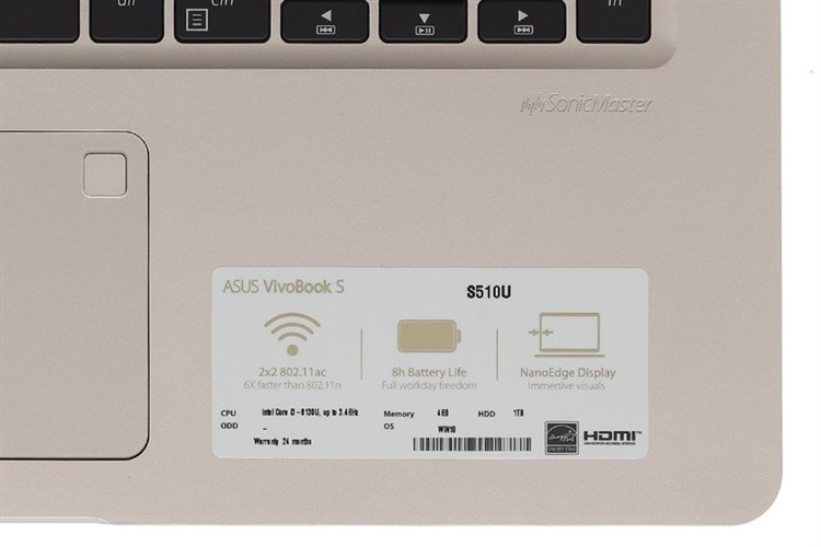Laptop Asus VivoBook S15 S510UA i3 8130U/4GB/1TB/Win10/(BQ222T) Màu Vàng đồng