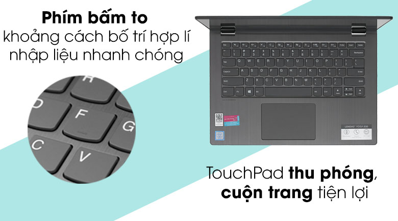 Laptop Lenovo Ideapad YOGA 530 14IKB i3 7130U/4GB/128GB/Win10 (81EK00MDVN)