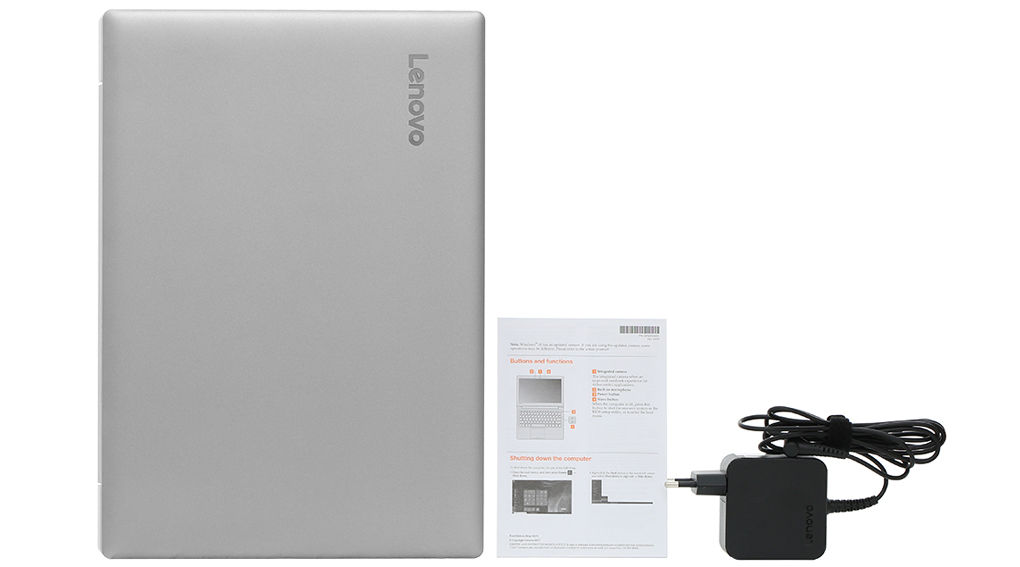 Bộ sản phẩm gồm: Dây nguồn, Sách hướng dẫn, Thùng máy, Sạc Laptop Lenovo