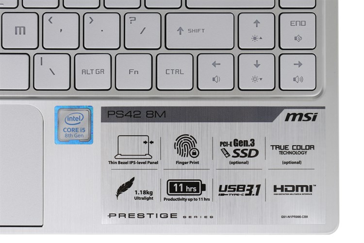 Laptop MSI Prestige PS42 i5 8250U/4GB/256GB/win10 (476VN)