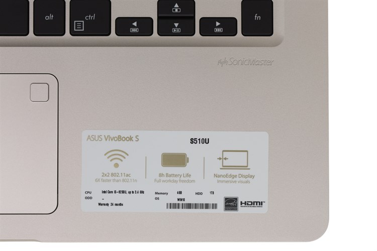Laptop Asus VivoBook S510UN i5 8250U/4GB/1TB/2GB MX150/Win10 (BQ276T)