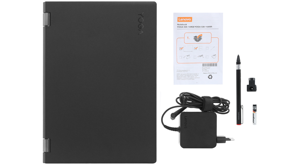 Bộ sản phẩm gồm: Sách hướng dẫn, Bút cảm ứng, Thùng máy, Sạc Laptop Lenovo