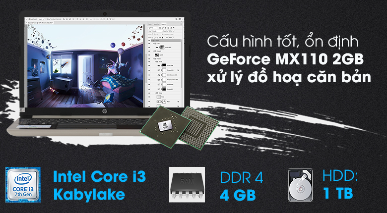 Laptop HP 15 da0443TX i3 7020U/4GB/1TB/2GB MX110/Win10 (5SL06PA)