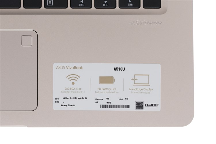 Laptop Asus A510UA i5 8250U/4GB/1TB/Win10/(EJ1215T)