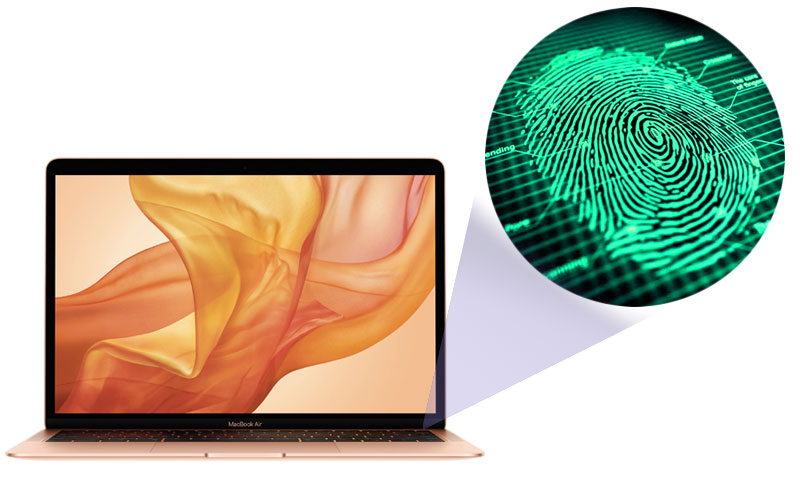 Cảm biến vân tay trên laptop nhỏ gọn Apple Macbook Air 2018