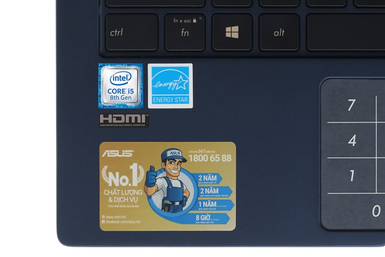 Laptop Asus ZenBook UX433FA i5 8265U/8GB/256GB/Túi/Win10 (A6061T) Màu Xanh Dương