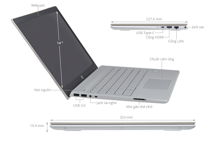 HP Pavilion 14 ce1011TU i3 8145U/4GB/1TB/Win10 (5JN17PA)