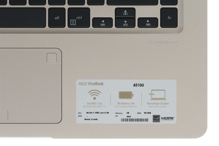 Laptop Asus A510UN i7 8550U/4GB/256GB/MX150/Win10/(EJ521T) Màu Vàng