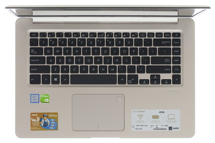 Laptop Asus A510UN i7 8550U/4GB/256GB/MX150/Win10/(EJ521T) Màu Vàng