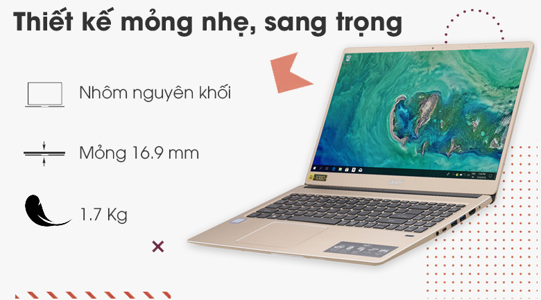 Laptop Acer Swift 3 SF315 52 50T9 i5 8250U/8GB/256GB/Win10 (NX.GZBSV.002)