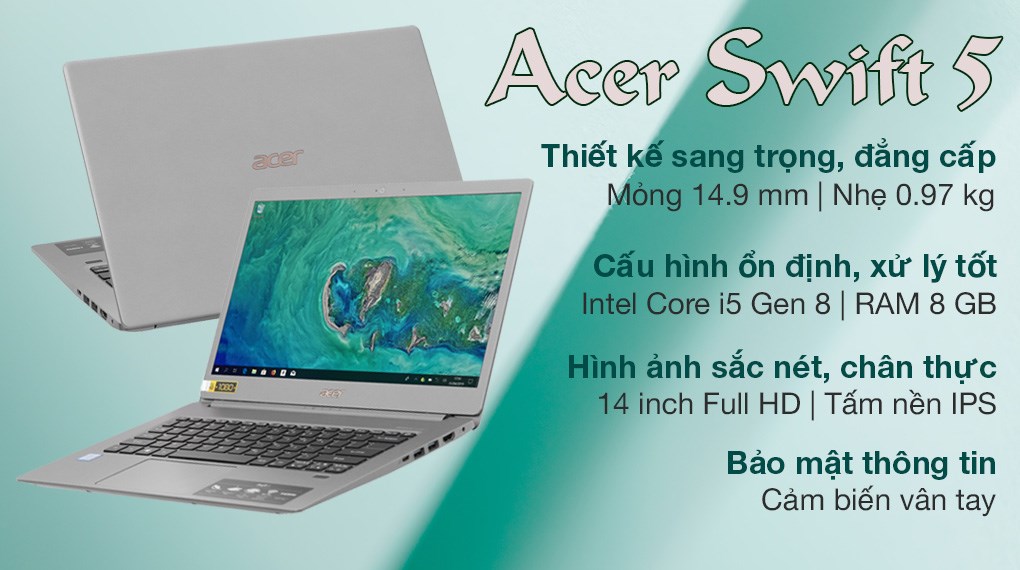 Laptop Acer Swift 5 SF514 53T 51EX i5 8265U/8GB/256GB/Touch/Win10 (NX.H7KSV.001)