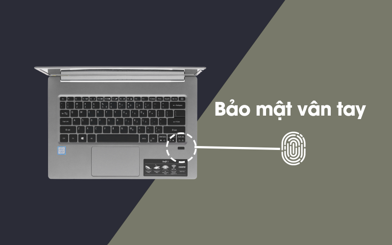 Laptop Acer Swift 5 Air Edition có bảo mật vân tay