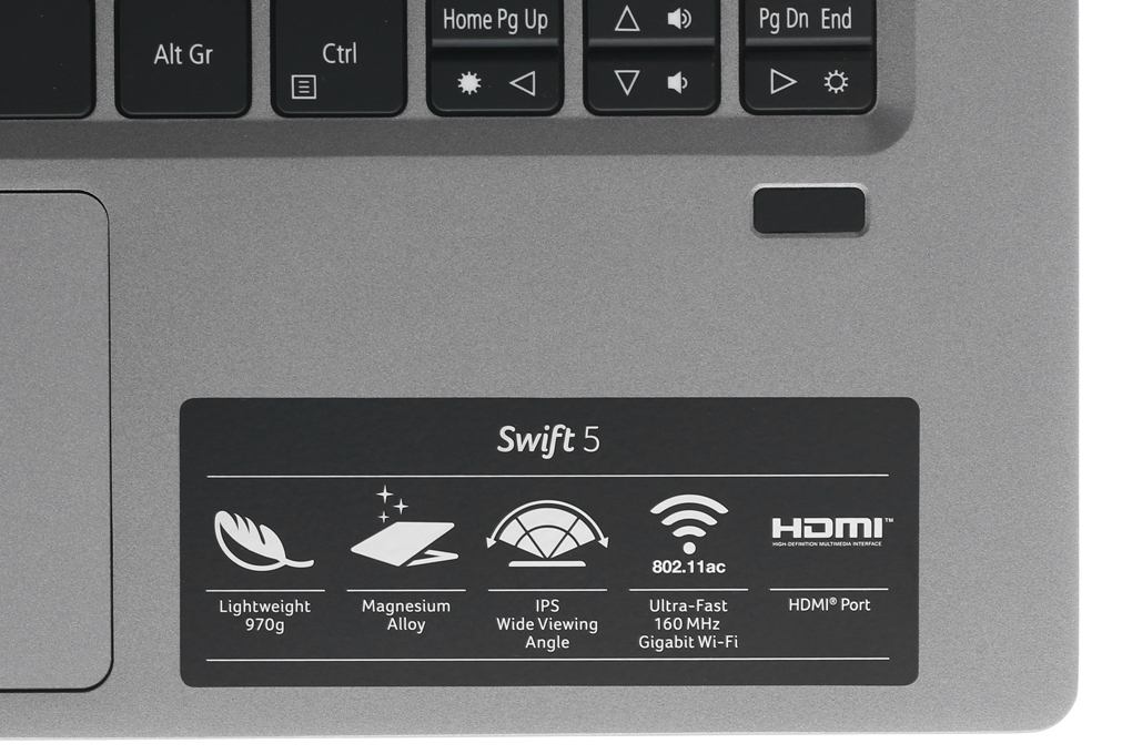 Laptop Acer Swift 5 SF514 53T 51EX i5 8265U/8GB/256GB/Touch/Win10 (NX.H7KSV.001) Màu Xám