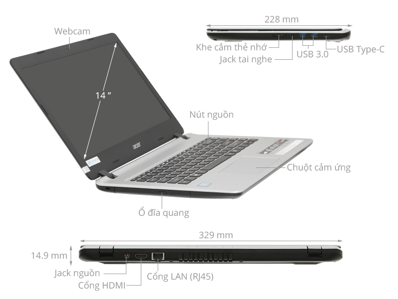 Acer Aspire A514 51 37ZD i3 8145U/4GB/500GB/Win10 (NX.H6USV.003)