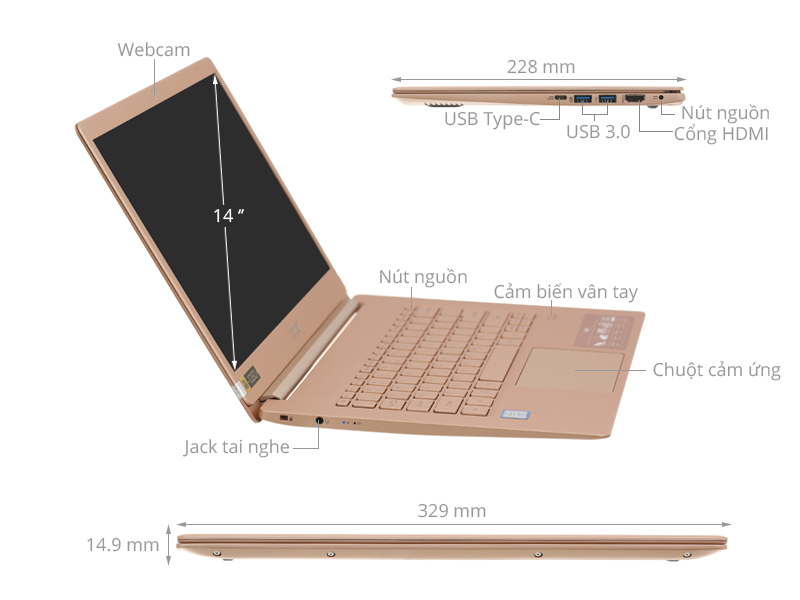 Acer Swift 5 SF514 52T 811W i7 8550U/8GB/256GB/Touch/Win10 (NX.GU4SV.005)