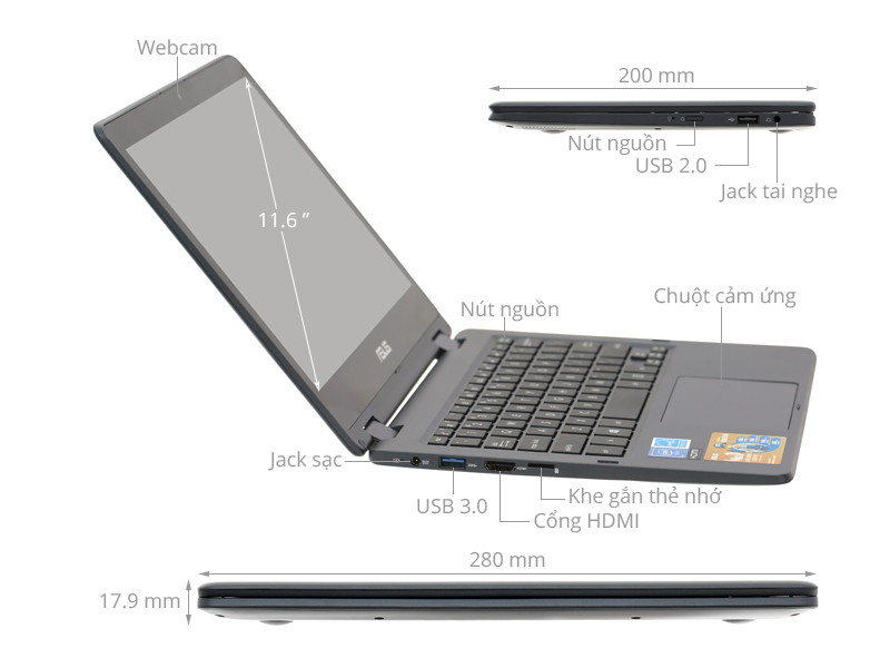 Asus TP202NA N3350/2GB/32GB/Touch/Win10 (EH007T)