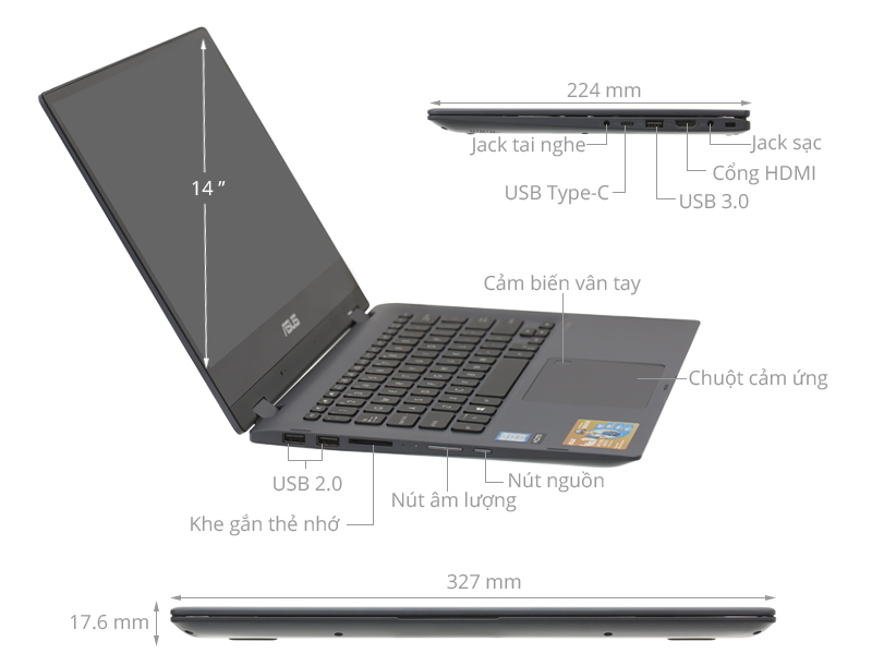 Laptop Asus TP412UA i3 EC092T | Giá rẻ, trả góp