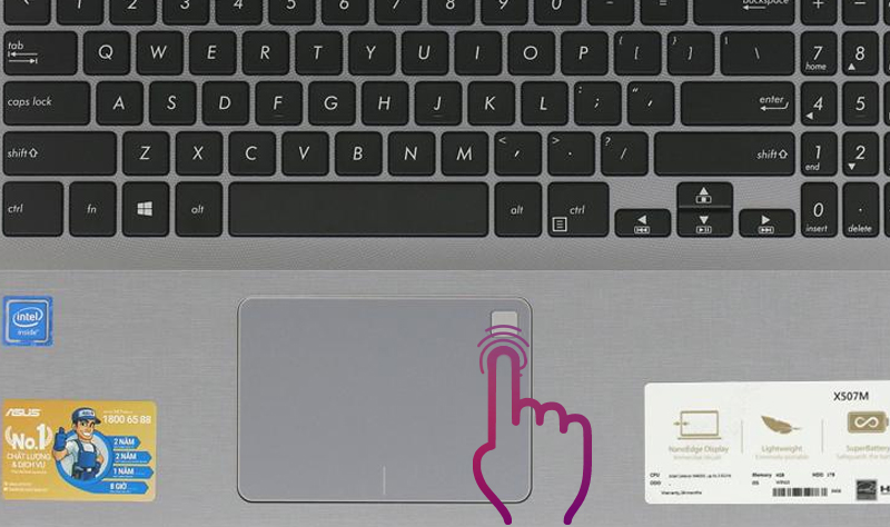 Cảm biến vân tay trên Laptop Asus X507MA BR072T Cảm biến vân tay trên Laptop Asus X507MA BR072T