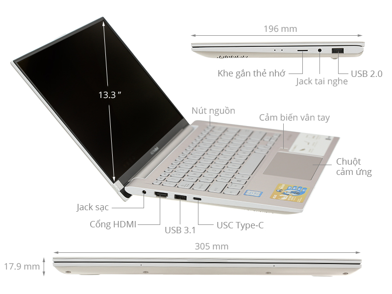 Laptop Asus VivoBook S13 i5 S330UA EY023T - Giá rẻ, trả góp