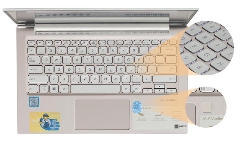 laptop Asus VivoBook S13 S330UA EY042T có cảm biến vân tay laptop Asus VivoBook S13 S330UA EY042T có cảm biến vân tay