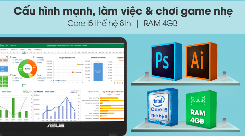 Laptop Asus VivoBook X407UB i5 8250U/4GB/1TB/2GB MX110/Win10 (BV145T)