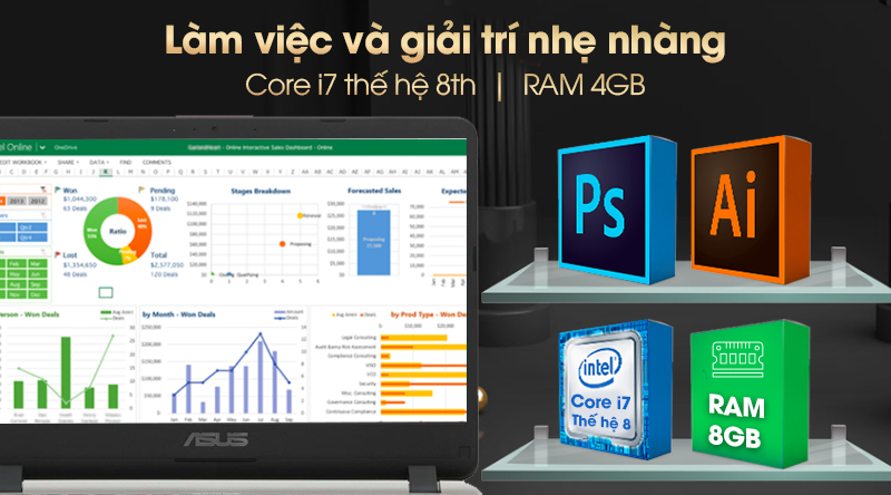 Laptop Asus VivoBook X407UF i7 8550U/4GB/1TB/2GB MX130/Win10 (BV022T)