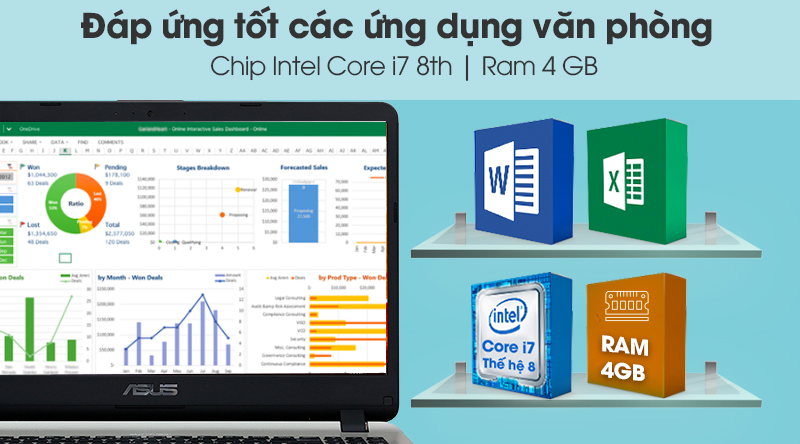 Laptop Asus VivoBook X507UF i7 8550U/4GB/1TB/2GB MX130/Win10 (EJ074T)