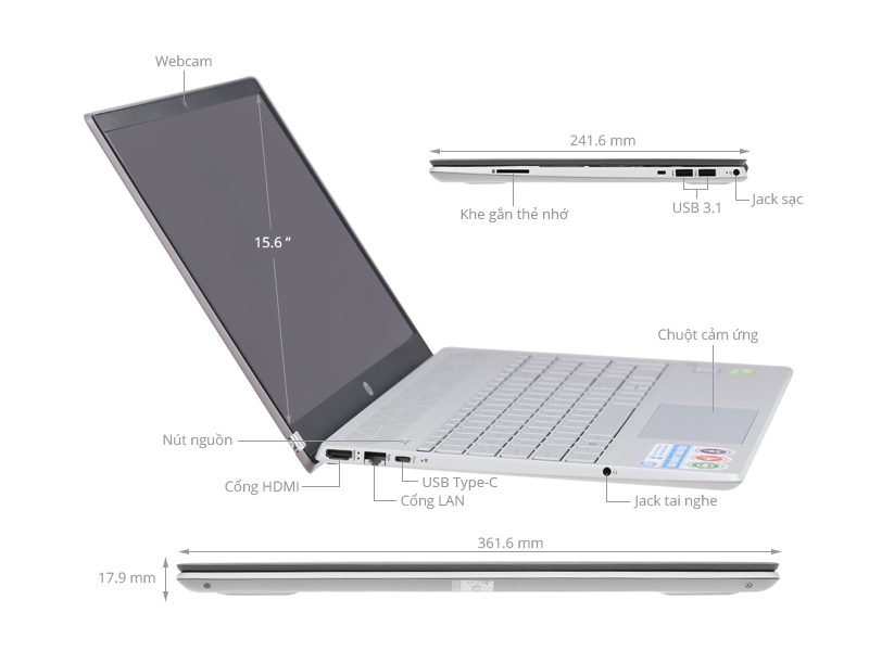 Laptop HP Pavilion 15 i3 cs0014TU 4MF01PA - Giá rẻ, mua trả chậm