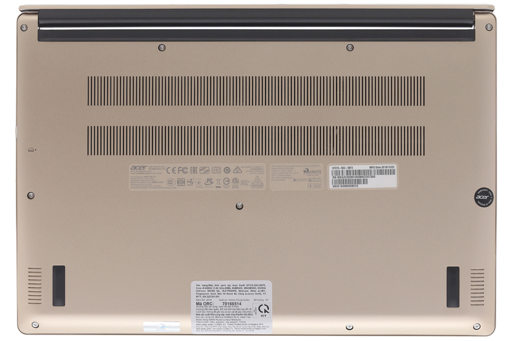Laptop Acer Swift 3 SF315 52G 58TE i5 8250U/8GB/256GB/2GB MX150/Win10 (NX.GZCSV.001) Màu Vàng